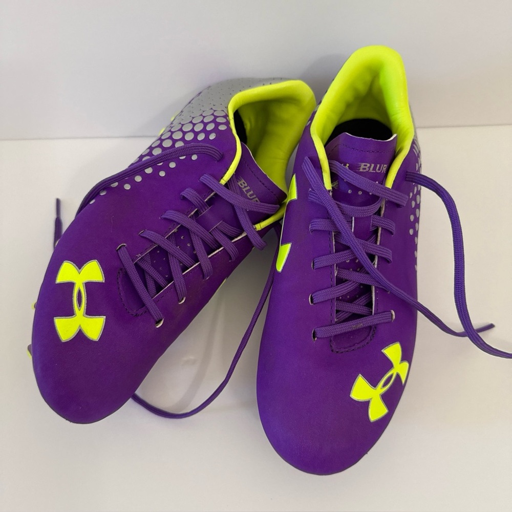 Under Armour Purple and Neon Yellow Athletic Cleats